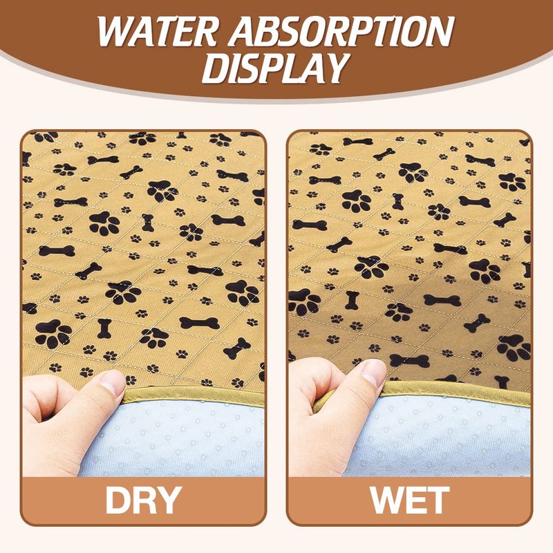 BINGPET Waterproof Dog Food Mat Non-Slip - 2 Pack Dog Bowl Mat Absorbent Pet Feeding Mats Washable Pee Pads for Puppies Cats, Bone & Paw Pattern 35.4" X 23.6" - Image 4